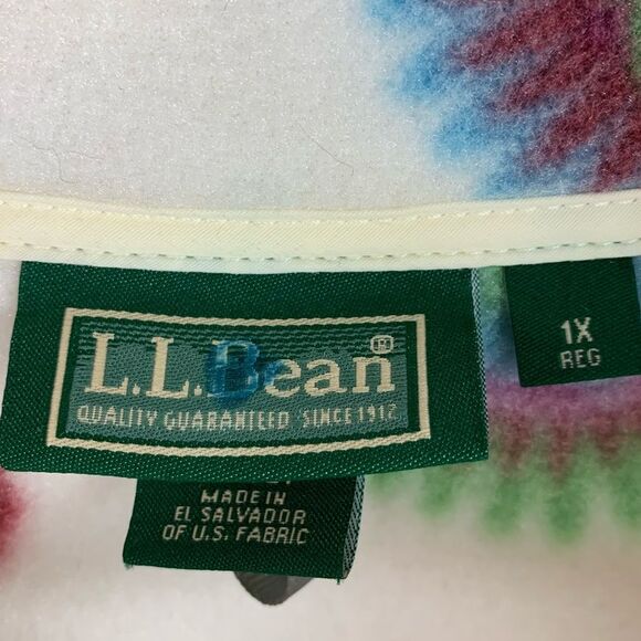 L.L. Bean Fleece Pullover Womens 1X Quarter Snap Jacket Geometric Starburst - Picture 7 of 9